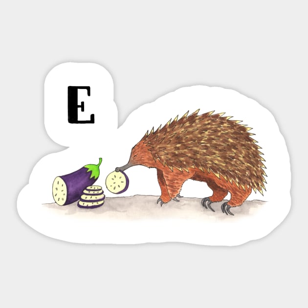 E is for Echidna Sticker by thewatercolorwood